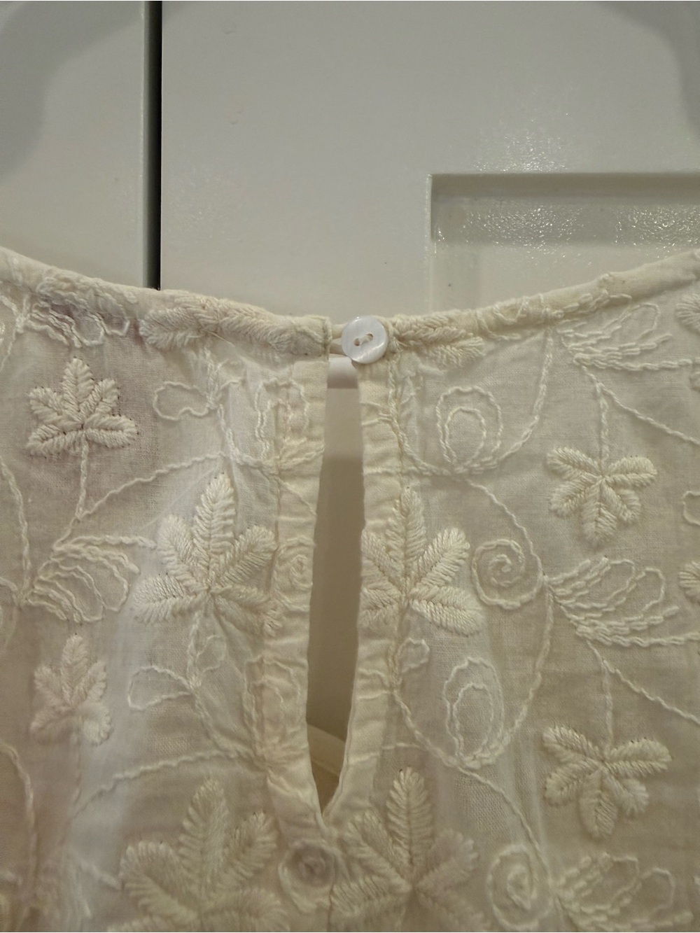 Sundance Size 16 Ivory Eyelet Lace Embroidered Cotton Shift Dress Boho Lined - Picture 6 of 9